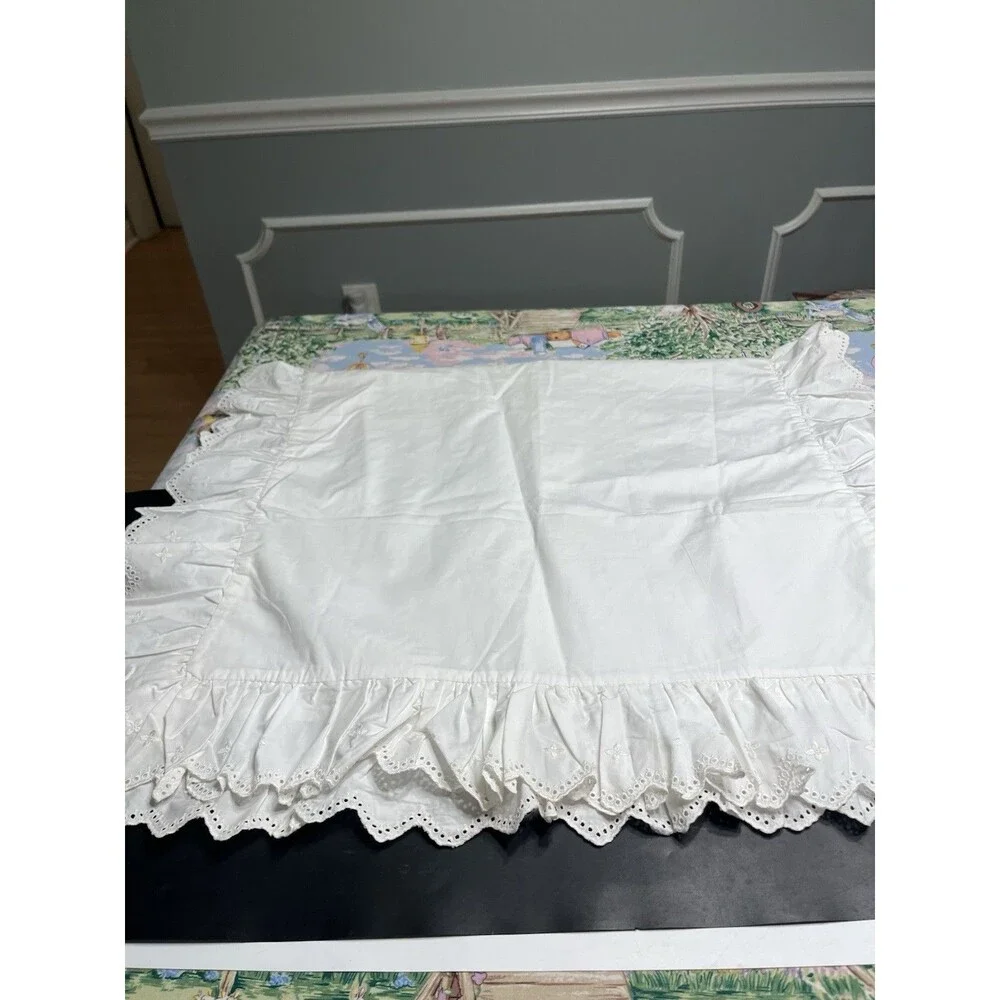 Ralph Lauren White Eyelet Lace Ruffled King Size Bed Sham